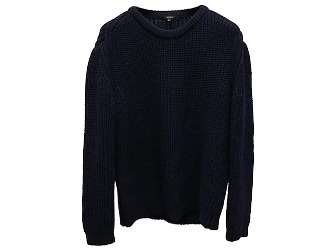Gucci Chunky Knitted Sweater in Navy Blue Wool  ref.876578