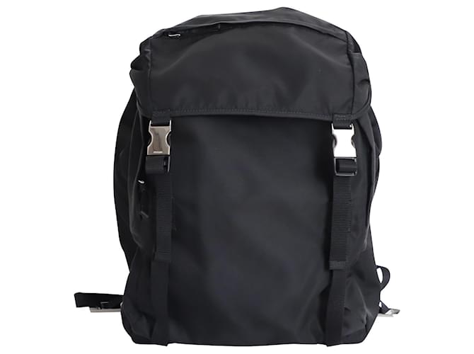 Prada Flap Backpack in Black Nylon  ref.876581