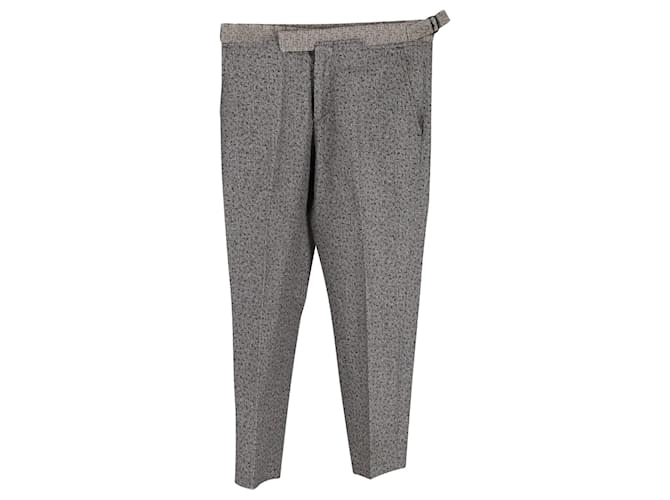 Dries Van Noten Printed Trousers in Grey Linen  ref.876582