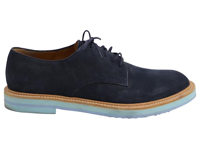 Gucci Lace Up Derby Shoes in Navy Blue Suede  ref.876587