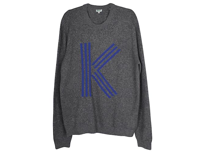 Maglione Kenzo K Logo in maglia di lana grigia Grigio  ref.876598
