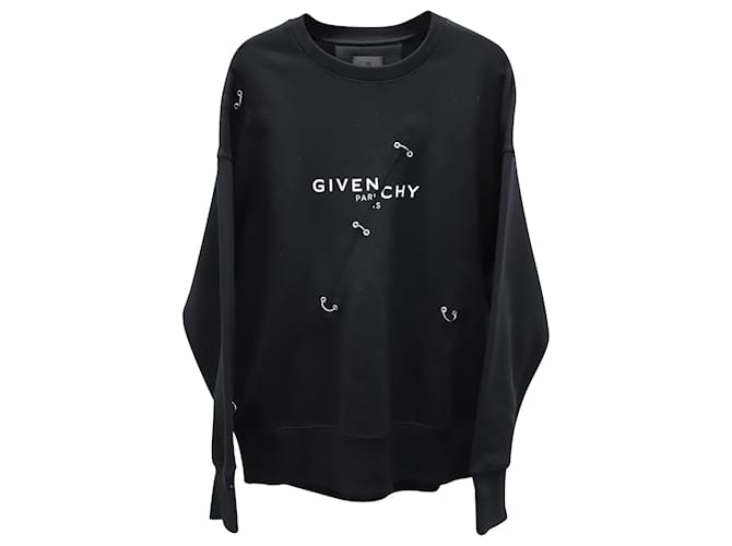 Übergroßes Sweatshirt mit Metalldetail von Givenchy aus schwarzer Baumwolle  ref.876615