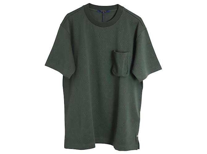 Signature Louis Vuitton LVSE 3T-shirt monogramme poche D en coton vert  ref.876628