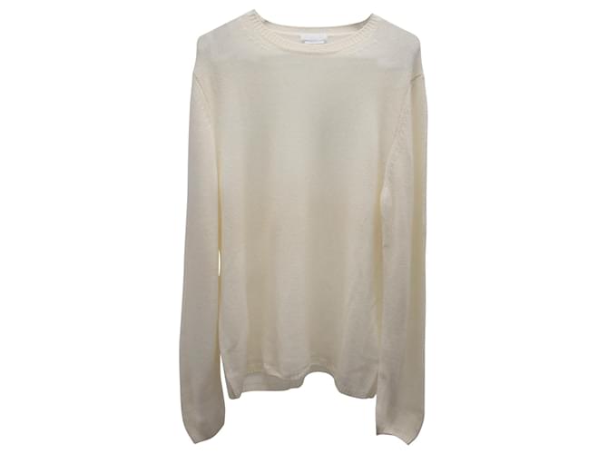 Prada Crewneck Knit Sweater in White Cashmere Cream Wool  ref.876630