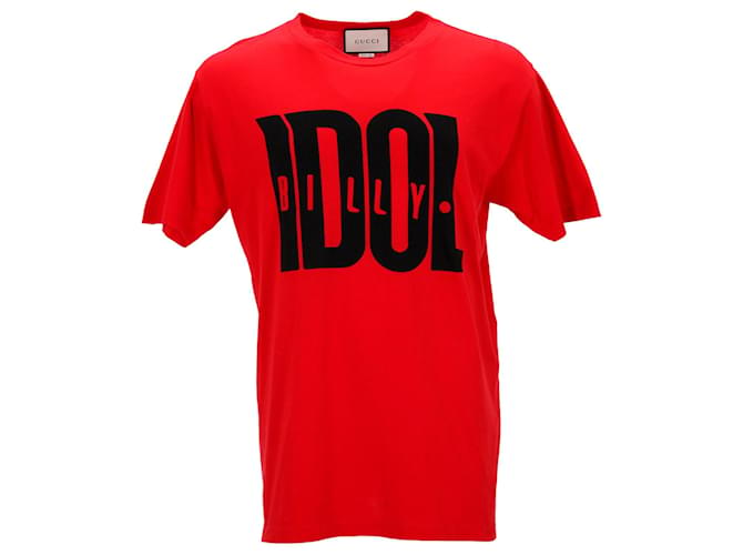 Gucci Billy Idol T-Shirt aus roter Baumwolle  ref.876637
