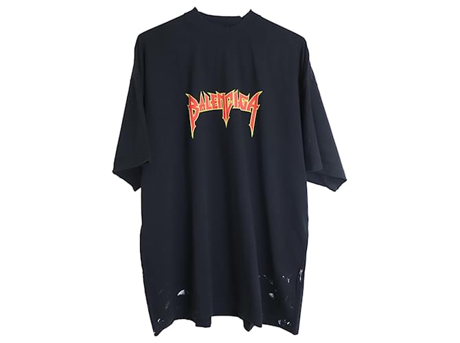 Camiseta oversized de metal Balenciaga em algodão preto  ref.876646