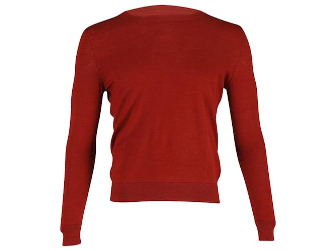 Apc a.P.C Roundneck Long Sleeve Sweater in Red Wool  ref.876661