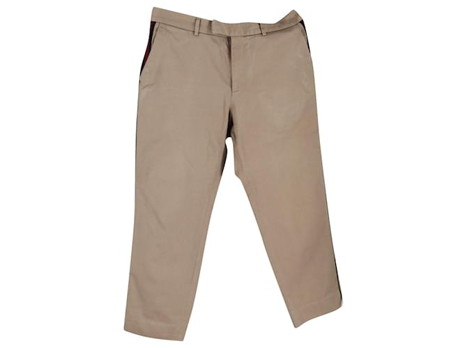 Gucci Pantalon à rayures latérales en coton beige  ref.876662