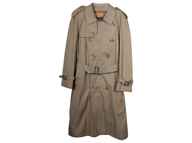 Trench coat foderato Burberry in lana kaki Verde Cachi
