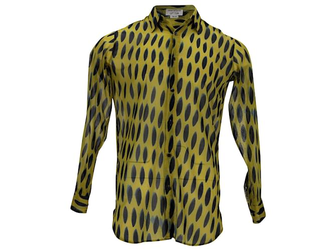 Camicia stampata Dries Van Noten in cotone stampato giallo  ref.876679