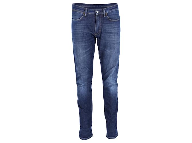 Acne Studios Max Slim Fit Jeans in Dark Blue Cotton Denim  ref.876681