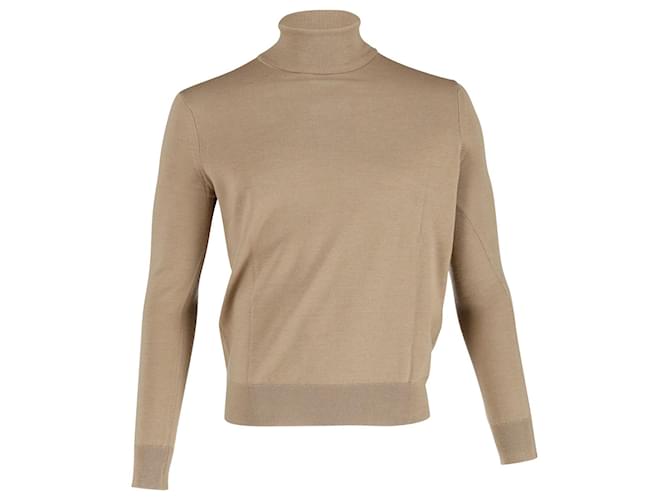 Sandro Paris Funnel Neck Sweater in Beige Wool  ref.876685