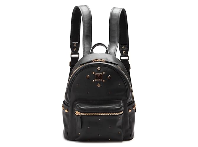 MCM Studded Leather Backpack Black Pony-style calfskin  ref.876728