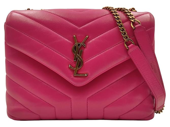 Saint Laurent Small Loulou Chain Bag in Pink