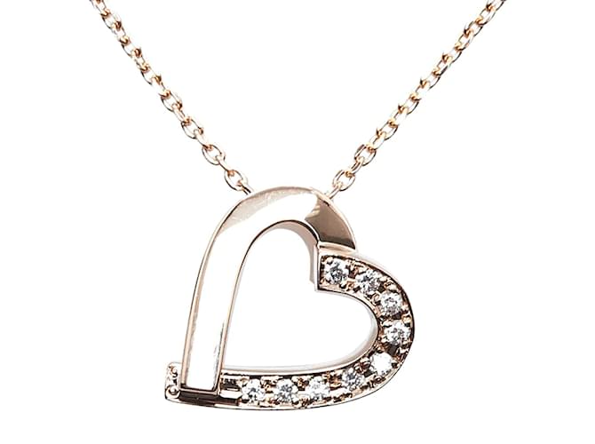 & Other Stories 18k Gold Diamond Heart Pendant Necklace Metal Pink gold  ref.876748