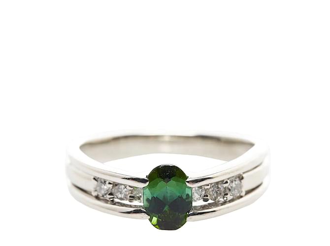 & Other Stories Platinum Diamond & Tourmaline Ring Silvery Metal  ref.876758