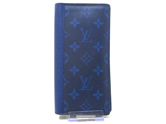 Louis Vuitton Portefeuille Brazza Toile Bleu Marine  ref.876938