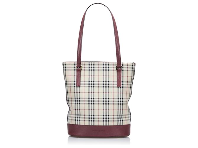 Burberry Brown House Check Tote Bag Beige Pony-style calfskin Cloth  ref.876972