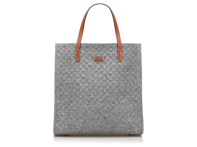 Gucci Gray Diamante Tote Grey Leather Wool Pony-style calfskin Cloth  ref.877003