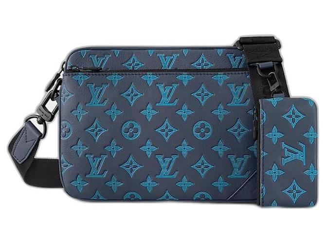 Louis Vuitton LV Trio Navy Shadow leather Blue  ref.877074