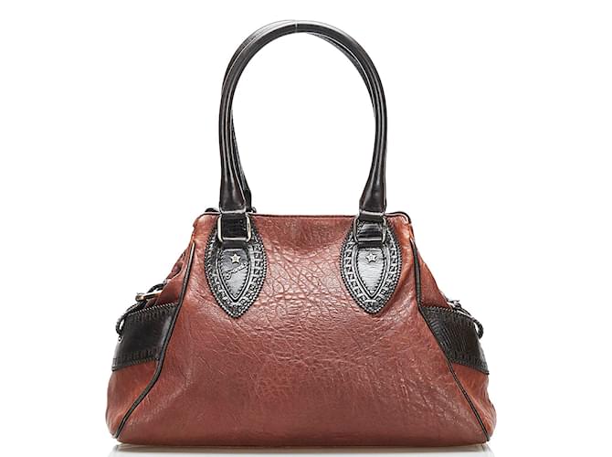 Fendi Etniko Leather Handbag 8BN157 Brown  ref.877090