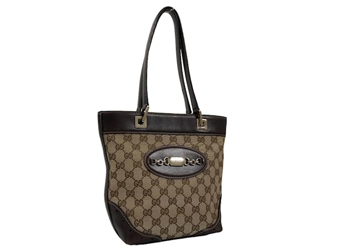 Gucci GG Signature Canvas Punch Tote Bag 145994 Beige Cloth  ref.877122