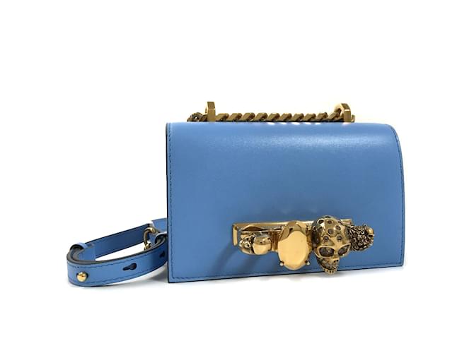 Alexander Mcqueen A bolsa de couro com joias Azul Bezerro-como bezerro  ref.877128