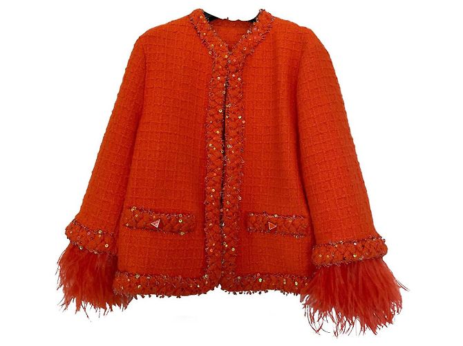 Valentino Orange Wool Jacket with Sequins