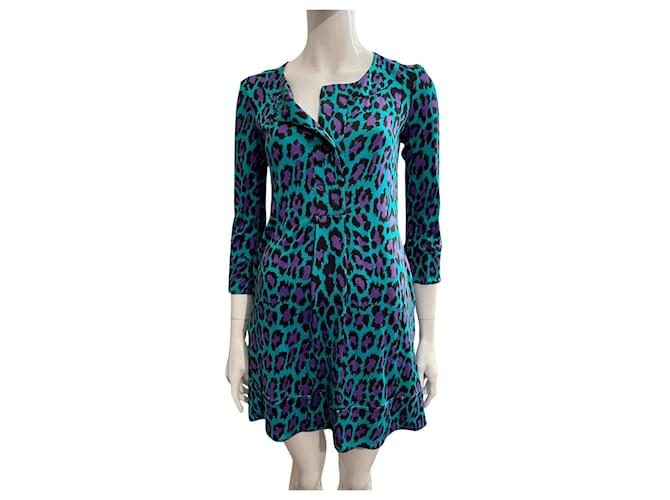 Diane Von Furstenberg DvF vintage reissue dress with "Acid Leopard" pattern Multiple colors Silk  ref.877272