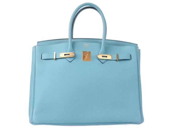 Birkin Hermès HERMES  Handbags T.  Leather Blue  ref.877310