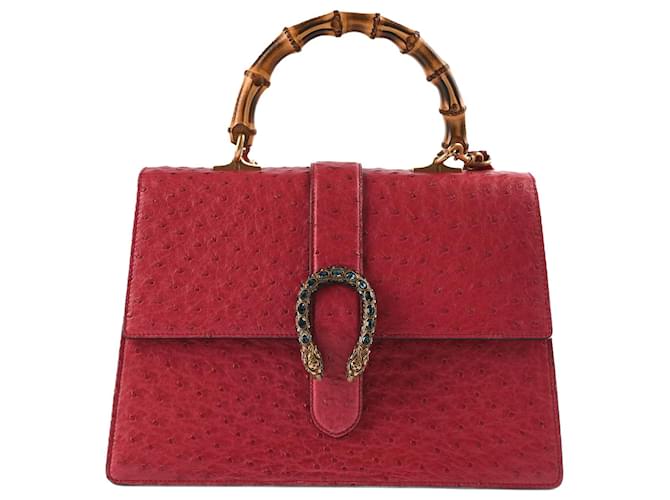 Gucci Medium Dionysus Red Leather Bamboo Top Handle Bag – Coco