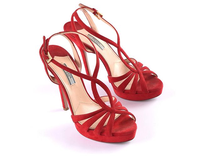 PRADA Sandalen EU 39 Wildleder Rot 