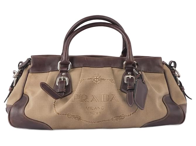 Jacquard PRADA  Handbags T.  Leather Beige  ref.877361