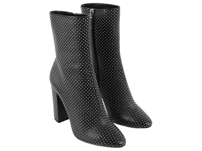 SAINT LAURENT  Ankle boots T.EU 39 Leather Black  ref.877407