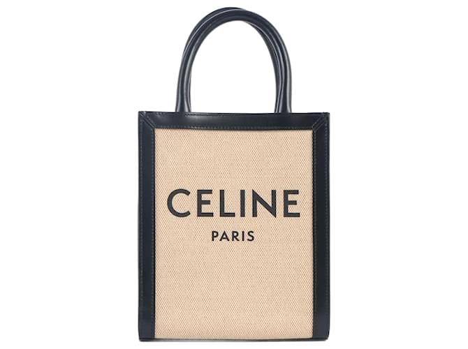 Mini vertical cabas celine in textile with celine print and calfskin hot sale