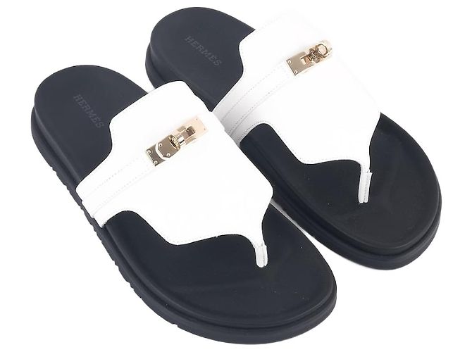 Kelly Hermès HERMES Sandalen EU 39 Leder Weiß