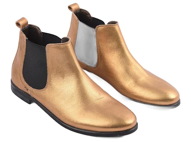 BONPOINT  Ankle boots T.EU 36 Leather Golden  ref.877529