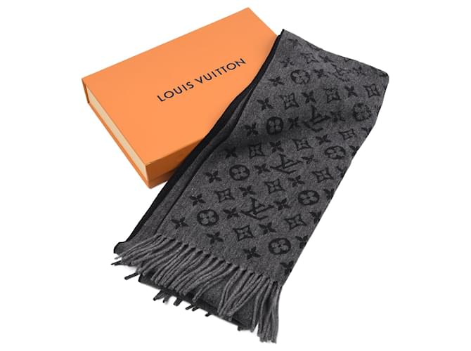 Louis Vuitton Grey Cashmere and Wool Monogram Gradient Scarf For