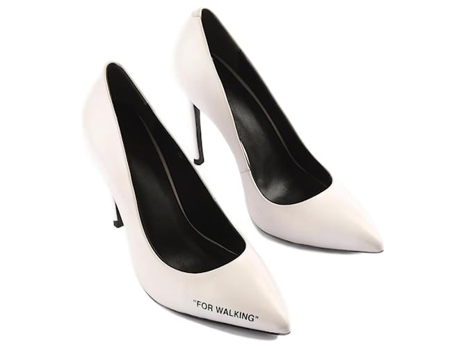 Off-White Black Leather Mary Jane Pointed Toe Pumps Size 40 - ShopStyle