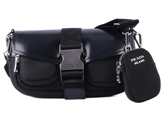 Prada, Bags, Prada Pocket Nylon And Brushed Leather Bag