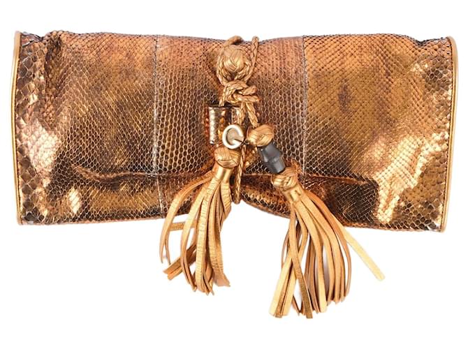GUCCI Clutch-Taschen Exotisches Leder Golden  ref.877765