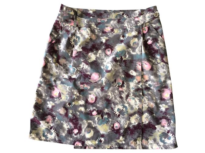 Saia envelope Kenzo de algodão cinza claro e rosa Multicor