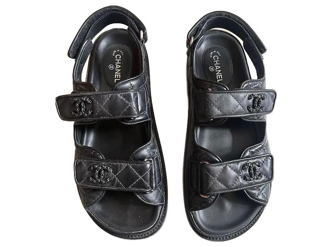 Papà sandali Chanel neri 37 Nero