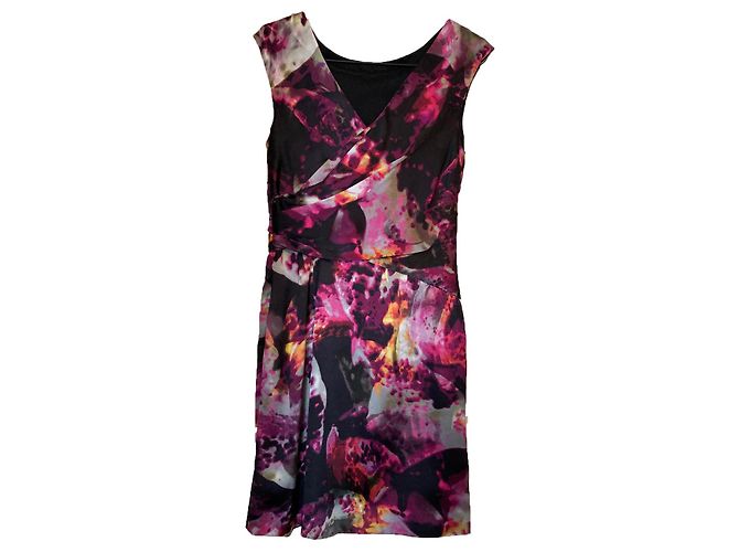 Vestido de seda drapeado Karen Millen Negro Rosa