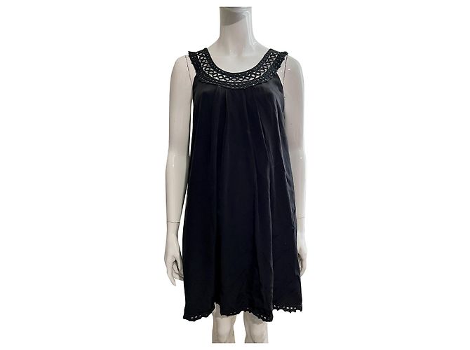 Temperley London Vestido baby doll Temperley em seda e renda Preto