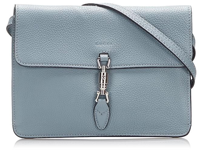 Gucci Blue Soft Jackie Convertible Crossbody Light blue Leather
