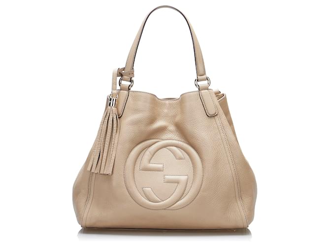 Gucci Brown Soho Tote Beige Leather Pony-style calfskin  ref.878301