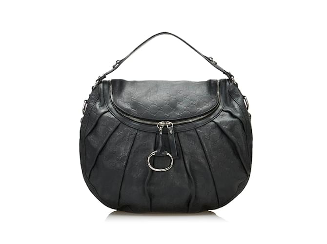 Icon Bit Guccissima Leather Shoulder Bag 228584 Black Pony