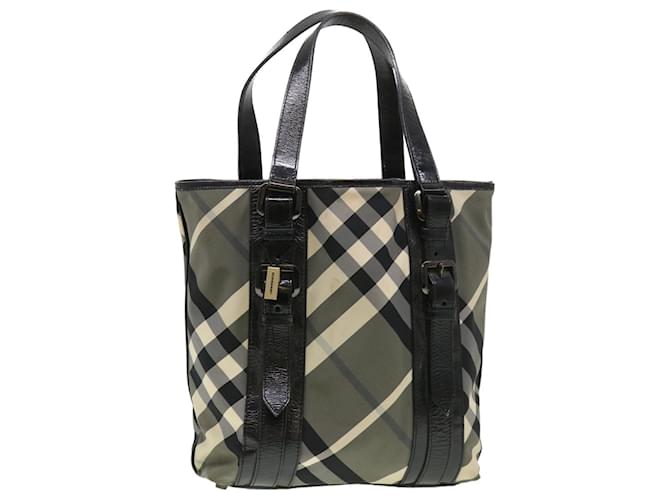 BURBERRY Nova Check Tote Bag Nylon Noir Auth cl449  ref.878424