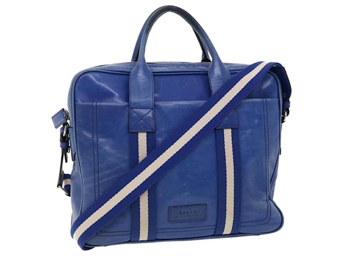 BALLY Hand Bag Leather 2way Blue Auth 39442  ref.878490